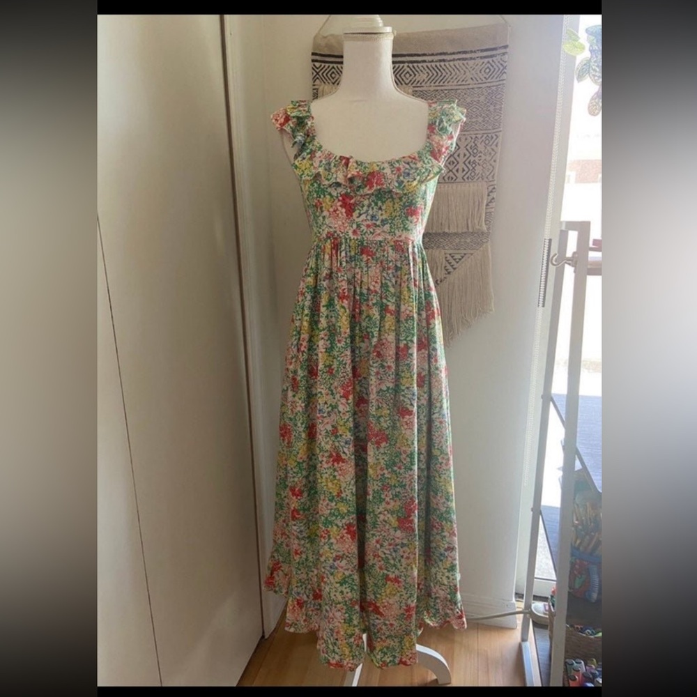 Ruffle floral maxi dress